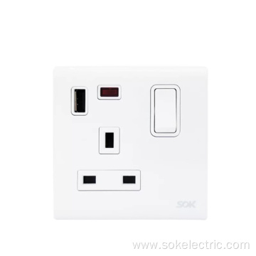 2.1A13A USB Charger Double Pole Switch Outlet sockets